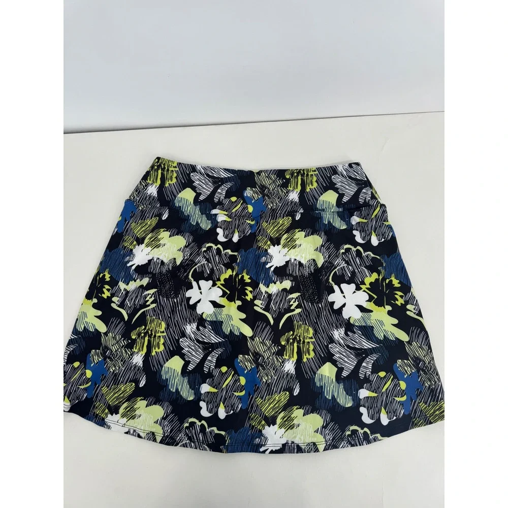 Marika Womens Athletic Skort Navy Blue Lime Green Floral Tennis Golf Mini Sz M‎